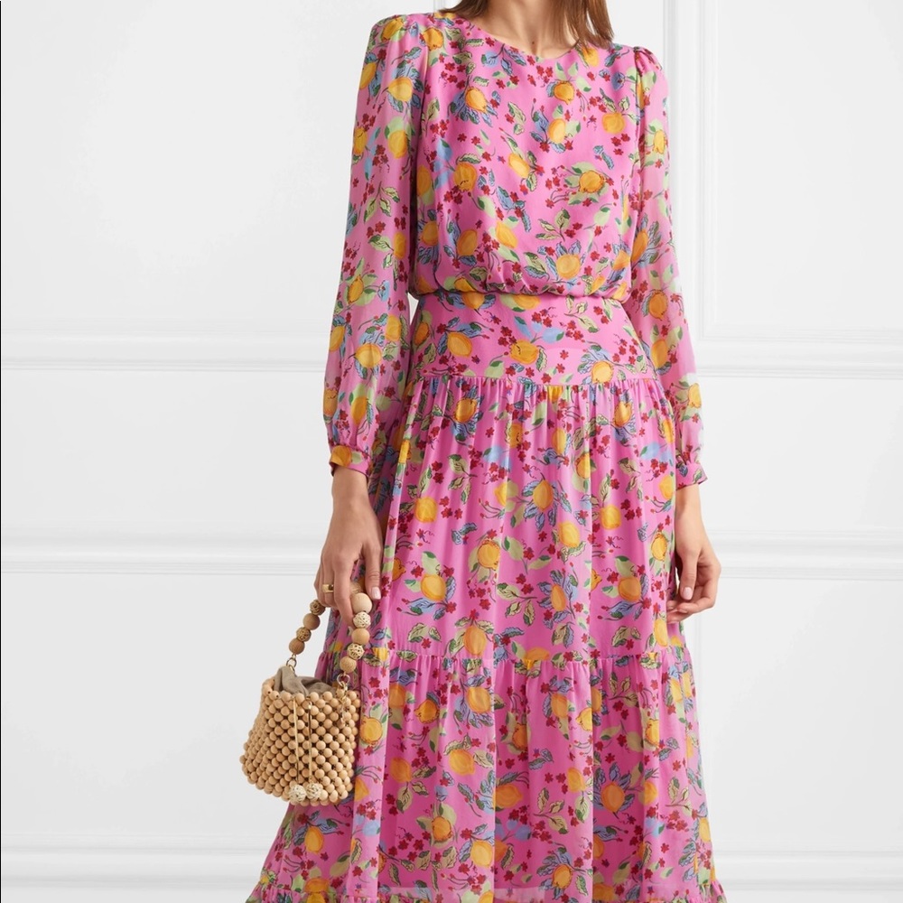 Saloni Isabel Limoncello Silk MIDI dress